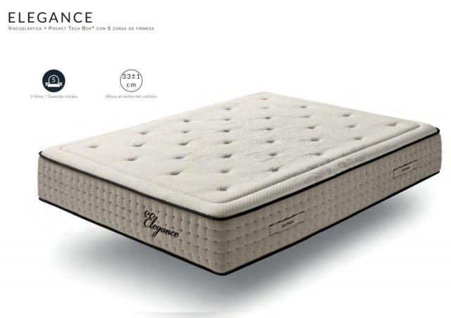 COLCHON MUELLES ENSACADOS ELEGANCE VISCO 33 CM