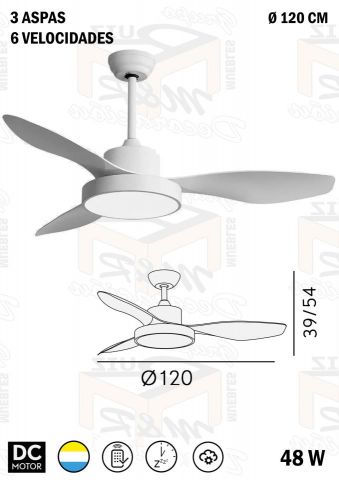 VENTILADOR HAYATE BLANCO 120 Ø 48W