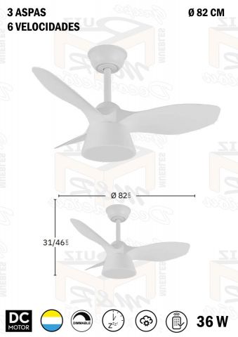 VENTILADOR CUBICO 82 Ø 36W BLANCO