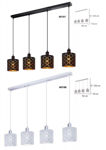 LAMPARA MADISON 4 LUCES DISPONIBLE BLANCO O NEGR'