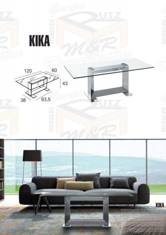 MESA CENTRO CRISTAL KIKA PATA CROMADA F065