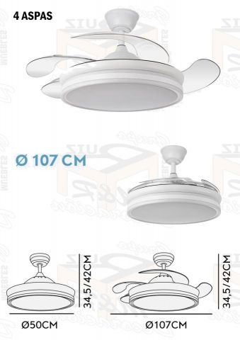 VENTILADOR RETRACTIL BAYOMO 107Ø COLOR BLANCO