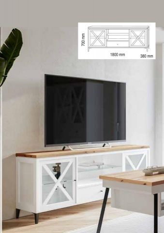 MESA TV 2 PUERTAS CRISTAL ASPAS