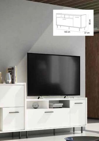 MESA TV 2 PUERTAS 2 HUECOS HELIX