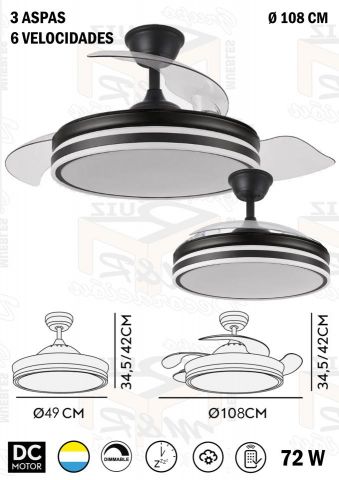VENTILADOR RETRACTIL BAYOMO 108 Ø COLOR NEGRO 