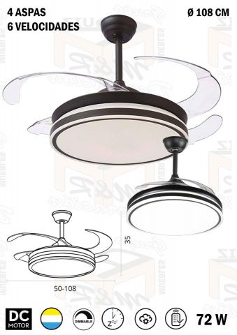 VENTILADOR ASGARD NEGRO 108 Ø 72W DC