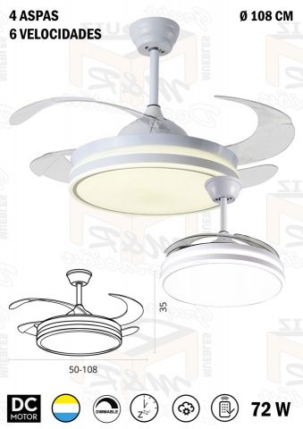 VENTILADOR ASGARD BLANCO 108 Ø 72W DC