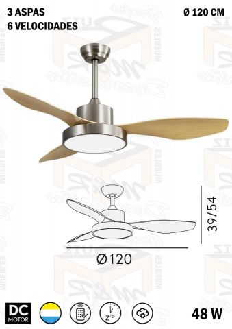 VENTILADOR HAYATE NIQUEL HAYA 120 Ø 48W