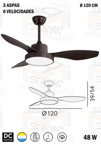 VENTILADOR HAYATE MARRON 120 Ø 48W