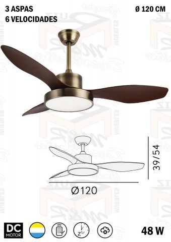 VENTILADOR HAYATE CUERO ROBLE 120 Ø 48W
