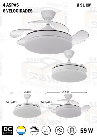 VENTILADOR TRIDENTE BLANCO 91 Ø 59W