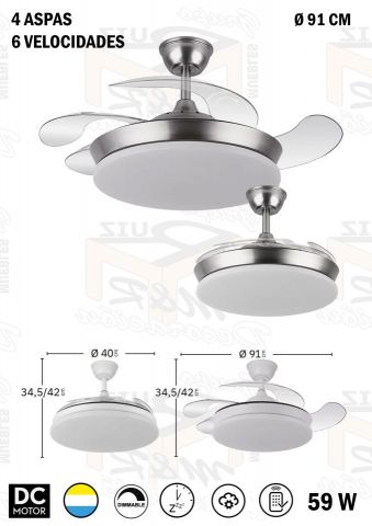 VENTILADOR TRIDENTE PLATA 91 Ø 59W