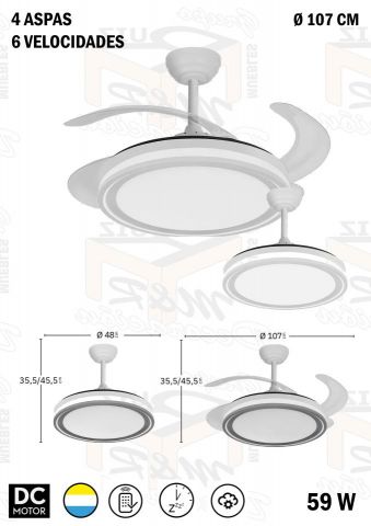 VENTILADOR RETRACTIL BANDIDO 4 ASPAS 48 Ø BLANCO