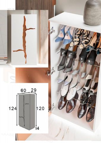 ZAPATERO 2 PUERTAS BLANCO FRANJA BRONCE ANTIKE