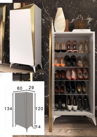 ZAPATERO 1 PUERTA BLANCO DETALLE DORADO ANTIKE
