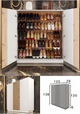 ZAPATERO 2 PUERTAS BLANCO FRANJA MADERA ANTIKE
