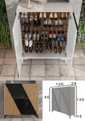 ZAPATERO 2 PUERTAS MADERA FRANJA DE COLOR ANTIKE