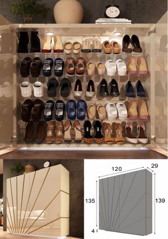 ZAPATERO 2 PUERTAS BLANCO DETALLE DORADO ANTIKE