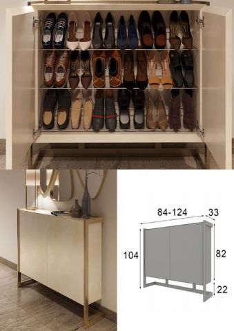 ZAPATERO 2 PUERTAS BLANCO PATA DORADA ANTIKE