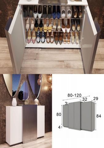ZAPATERO 2 PUERTAS BLANCO FRANJA METALICA ANTIKE