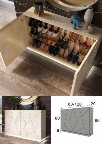 ZAPATERO 2 PUERTAS BLANCO DETALLE ANTIKE 