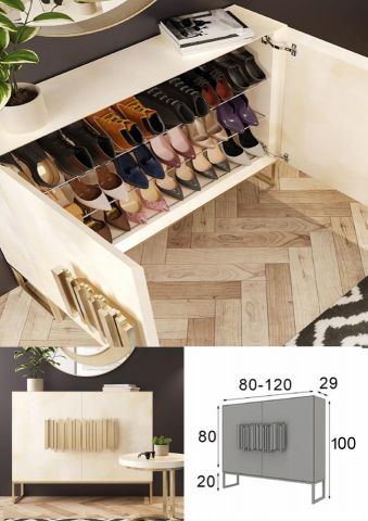 ZAPATERO 2 PUERTAS BLANCO DETALLE POMO ANTIKE