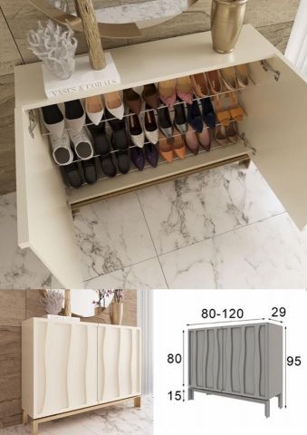 ZAPATERO 2 PUERTAS BLANCO PATA DORADA ANTIKE