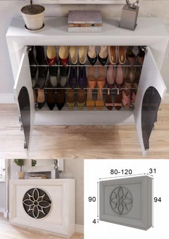ZAPATERO 2 PUERTAS BLANCO DETALLE ANTIKE