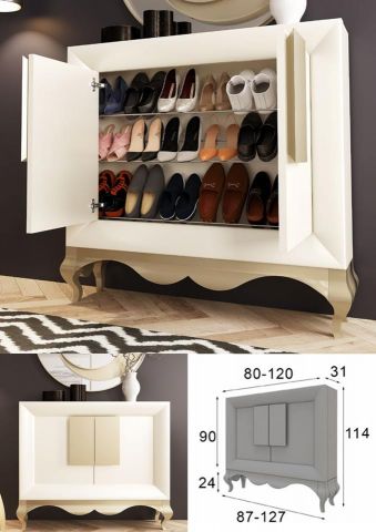 ZAPATERO 2 PUERTAS BLANCO PATA CLASICA ANTIKE