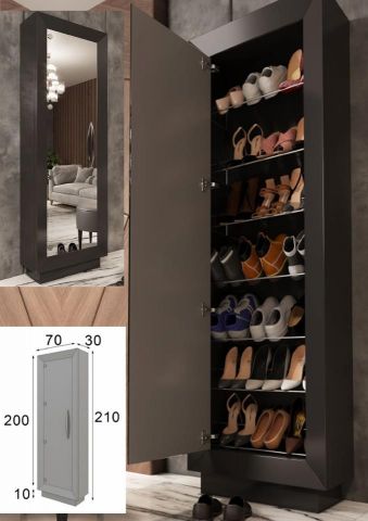 ZAPATERO NEGRO 1 PUERTA CRISTAL ANTIKE 