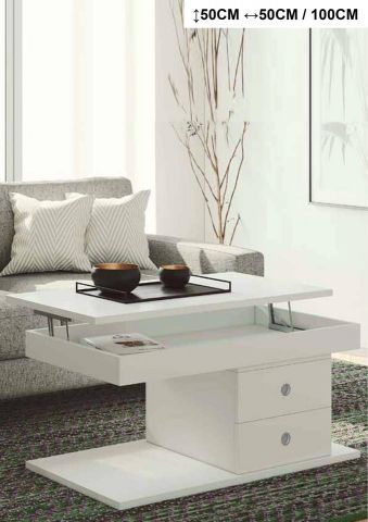 MESA ELEVABLE BLANCO 2 CAJONES ROL