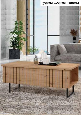 MESA ELEVABLE CENTRO MADERA PATA NEGRA ROL